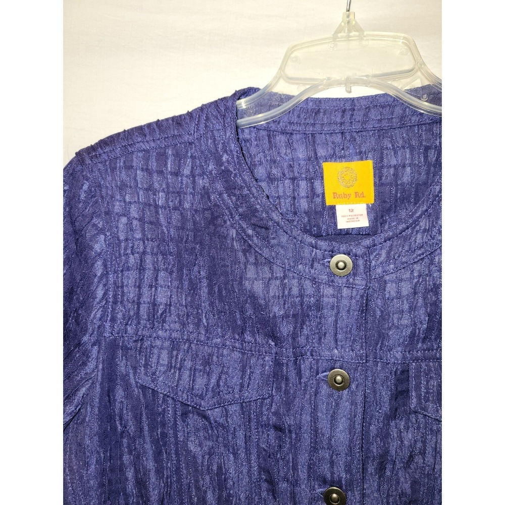 Ruby Rd Jacket 12 Cobalt Button Up Crop Pockets T… - image 9